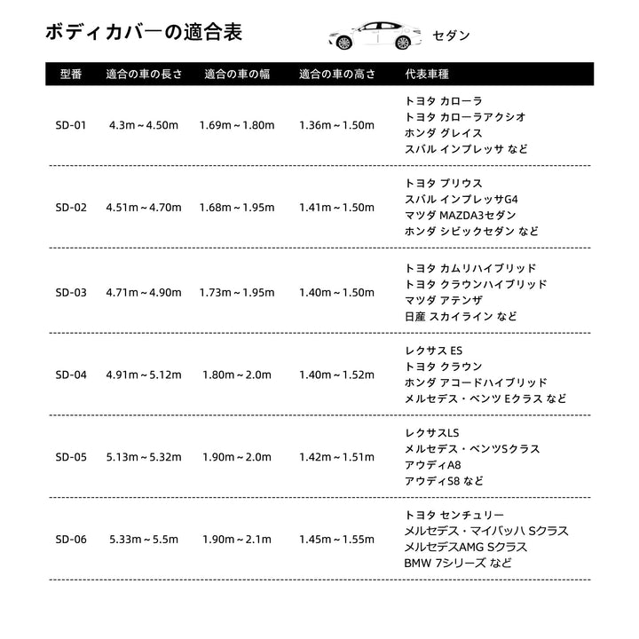 【セダン専用】 ASTA ハイルガード 雹対策車両ボディカバー 5層構造 雹対策 厚手 凍結防止 防雪防風 極厚 防風ロープ付きボディカバー