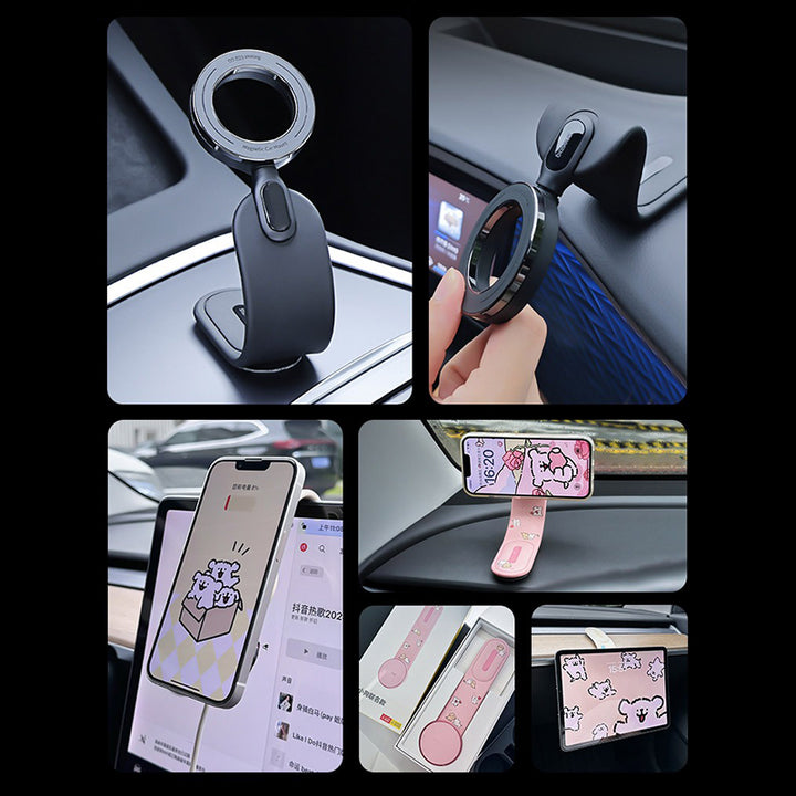 車載ワイヤレス充電器 LEDライト付き360度回転 安定性 粘着ゲル吸盤＆エアコン吹き出し口式兼用 片手操作 置くだけワイヤレス充電 スマホホルダー