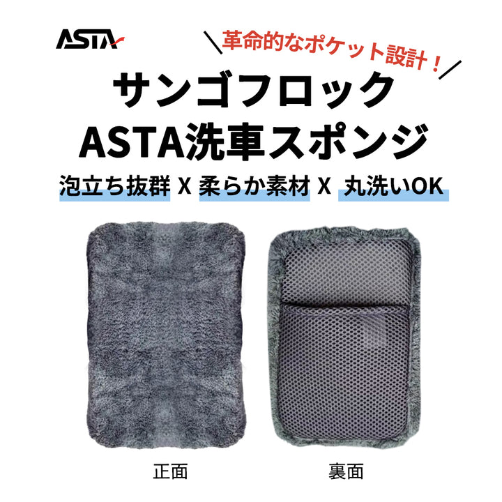 ASTA 洗車ミット マイクロファイバー グローブタイプ 洗車プロも愛用 傷防止 高吸水 車 バイク用 洗車ディテイリング用品