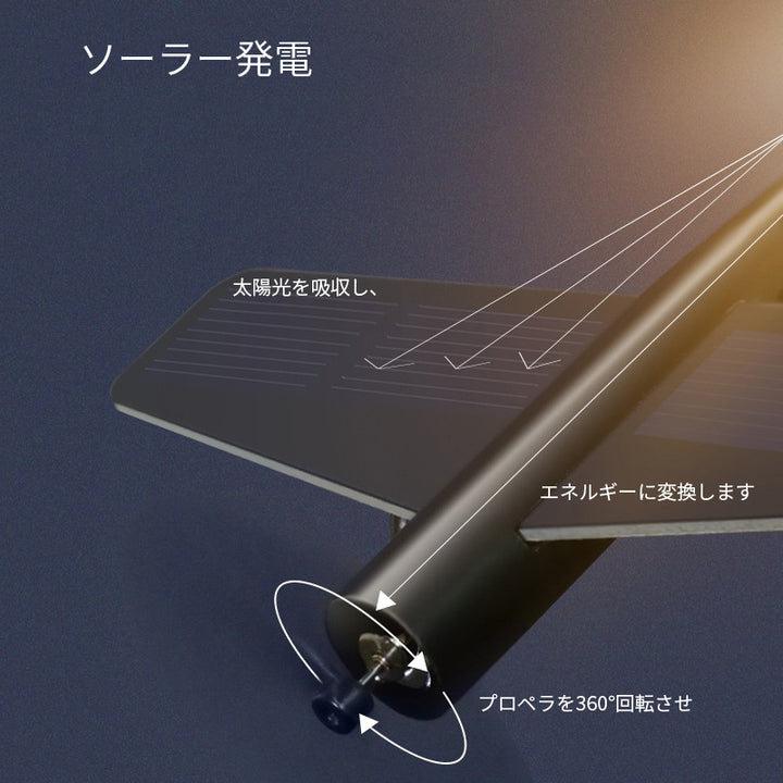 ダッシュボード装飾 ソーラー発電 太陽光発電 装飾 ソーラー飛行機 小型車のインテリア装飾品 車用品 ソーラーパネル