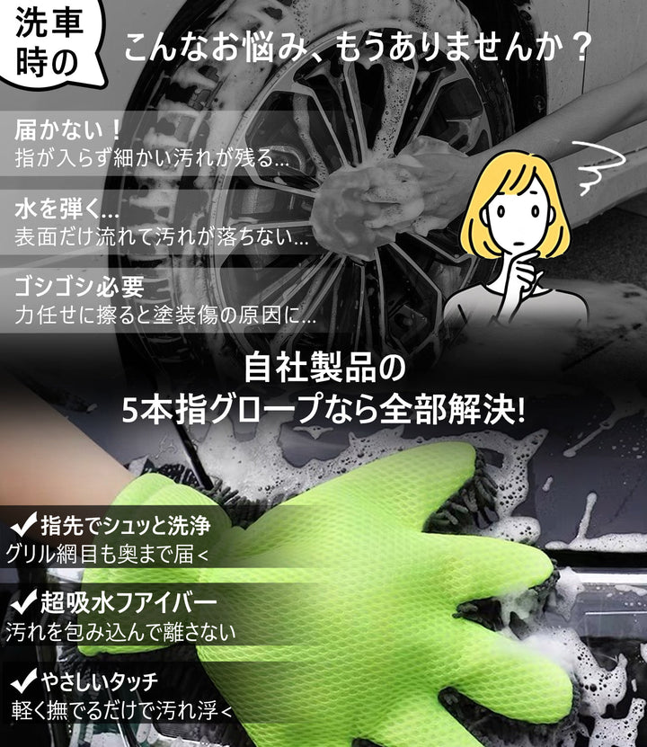 ASTA 洗車グローブ マイクロファイバー ゴリラの手型 スポンジ  ボディー用 傷防止 吸水速乾 手洗い 洗車用品 車 バイク 洗車グッズ 掃除 手袋型 洗車タオル代用 1個入り