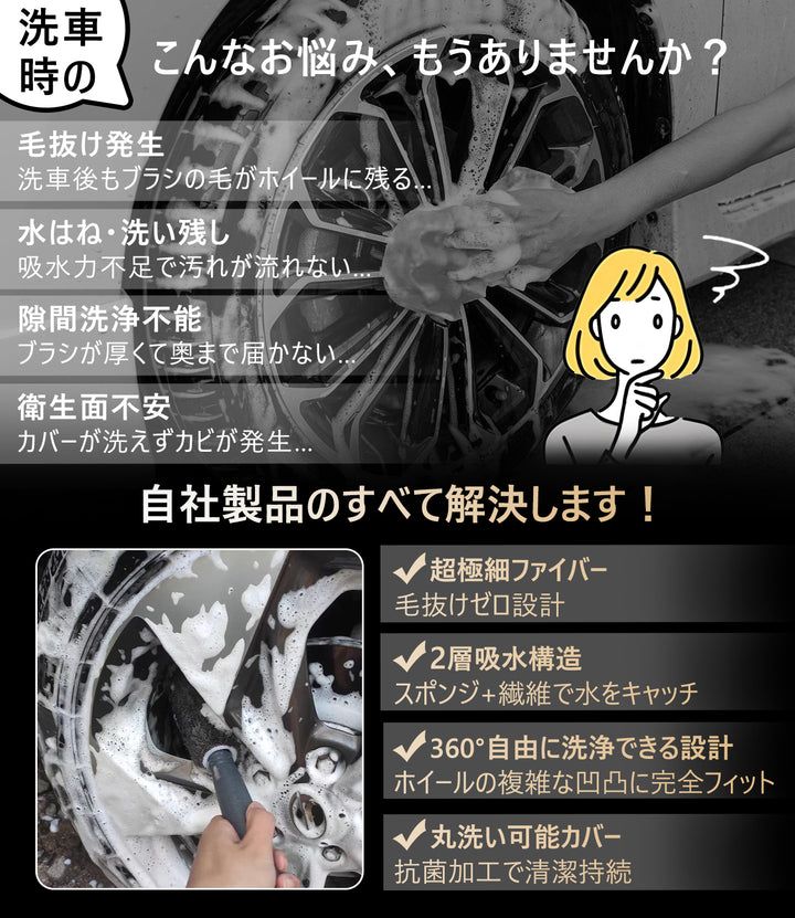 ASTA  洗車ブラシ 車用 タイヤブラシ ホイールブラシ   自転車 バイク トラック対応 洗車グッズ カー用品 掃除道具 清掃ブラシ 1個入り