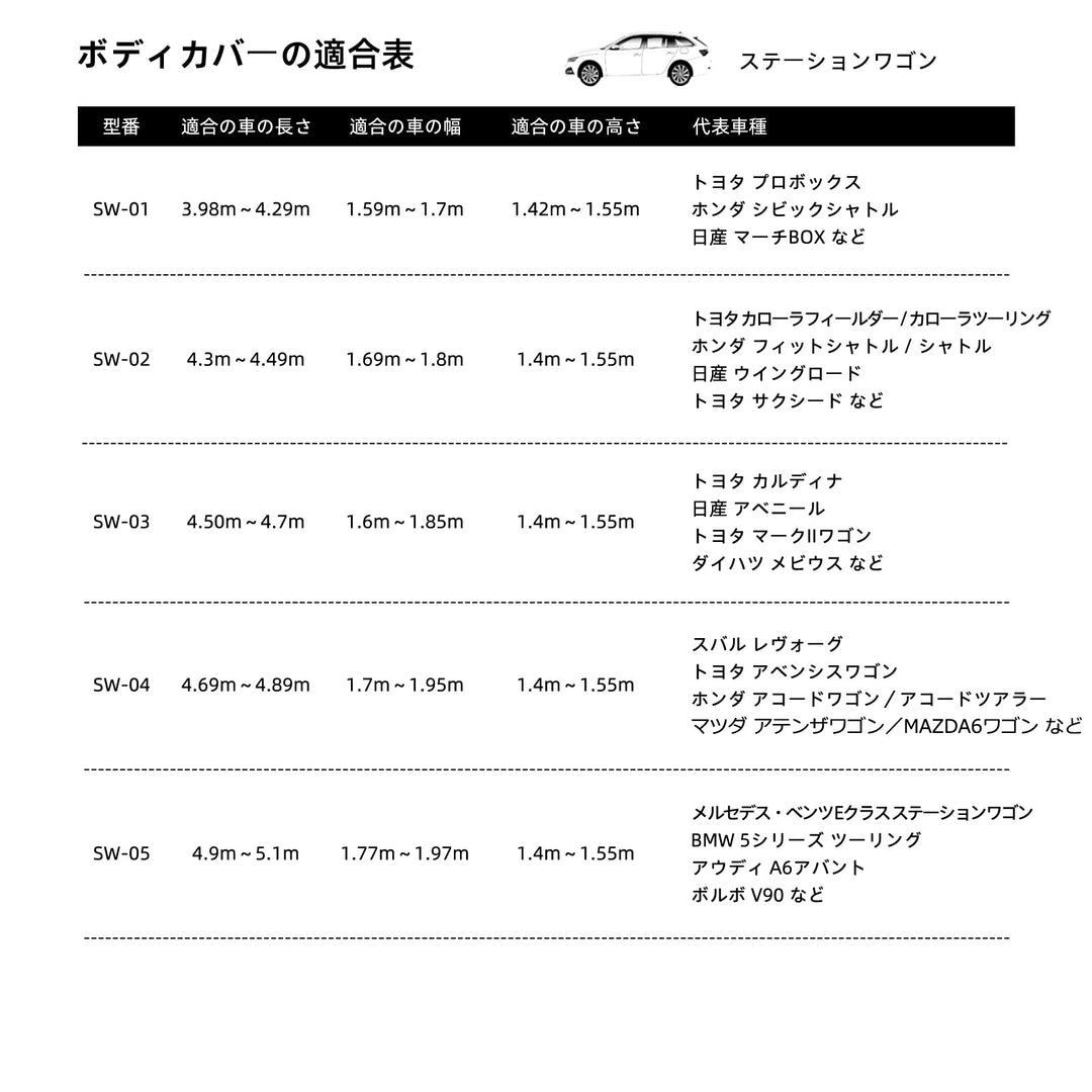 【ステーションワゴン専用】 ASTA ハイルガード 雹対策車両ボディカバー 5層構造 雹対策 厚手 凍結防止 防雪防風 極厚 防風ロープ付き