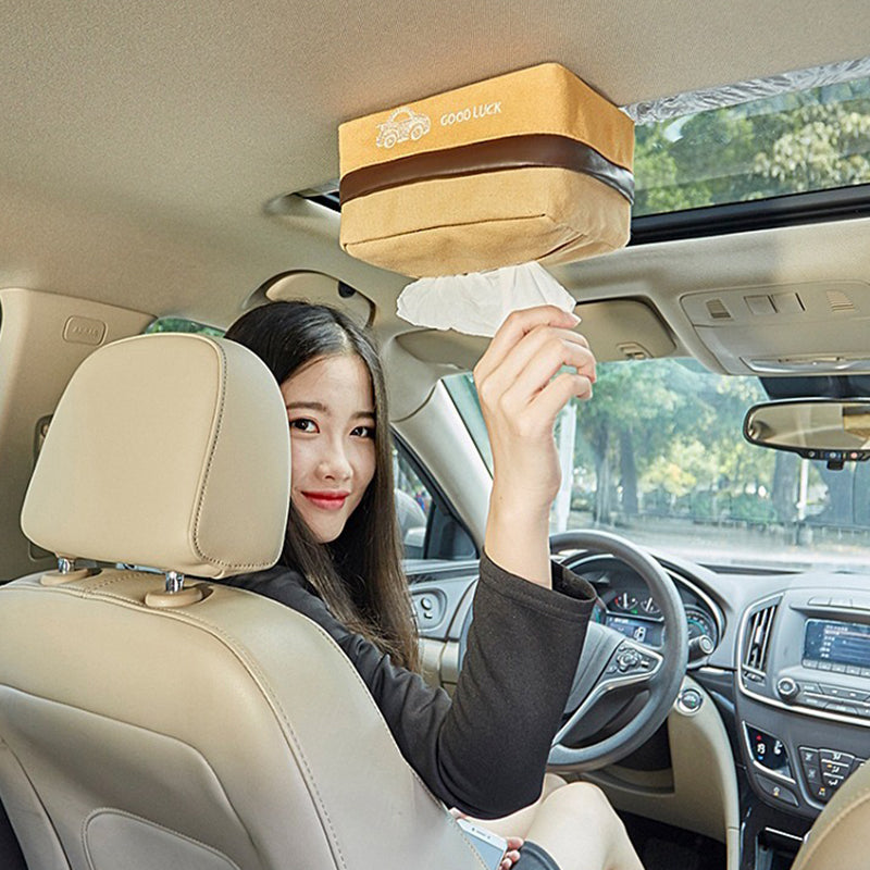 車用 ティッシュケースティッシュボックス サンバイザー取付 車 収納 簡単取付 ワンタッチ取付 収納ポケット高級質感 取付簡単 車用品