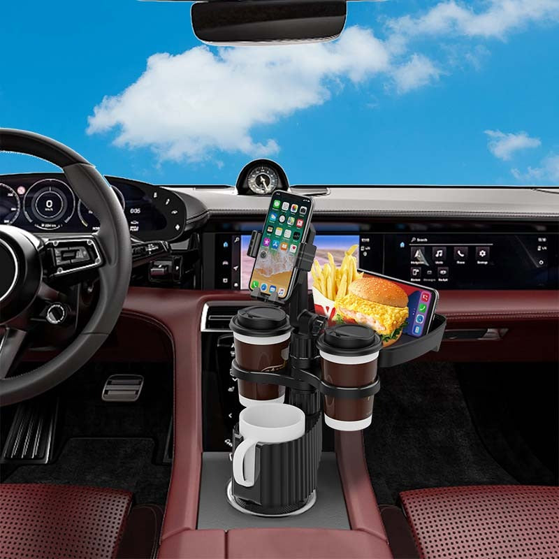車用カップホルダー 車載 カップホルダ 車内収納ボックス車載テーブル スマホ置き 調整可能なベース 車載 取付簡単 滑り止め 小物置き 多機能 使い勝手