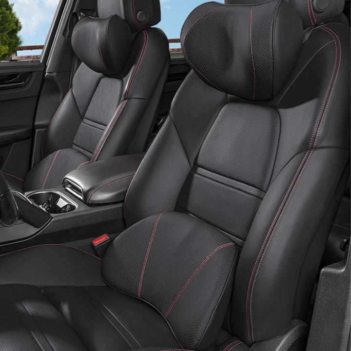 車 腰クッション 背もたれクッション 車ヘッドレスト ネックパッド 低反発 ファッション 長時間運転頚椎 腰サポート 通気性 調節可能