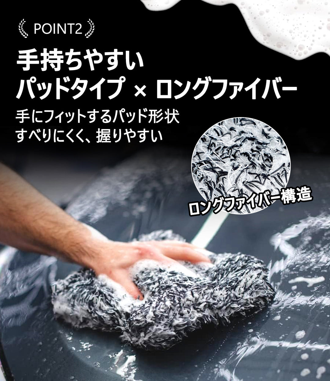 ASTA 洗車 ウォッシュパッド 傷防止 洗車スポンジ 吸水性抜群 マイクロファイバー 極厚タイプ ボディに優しい 洗車キズを防ぐ 滑りやすい構造 手洗い用 22*15.5*5cm