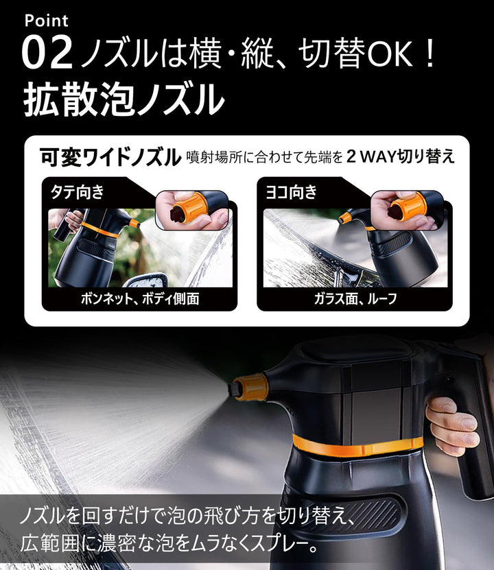 ASTA 電動フォームガン 洗車 充電式 コードレス泡スプレー 高圧対応 充電式フォームスプレー 洗車グッズ 車・バイク用 強力泡立ち (コピー)