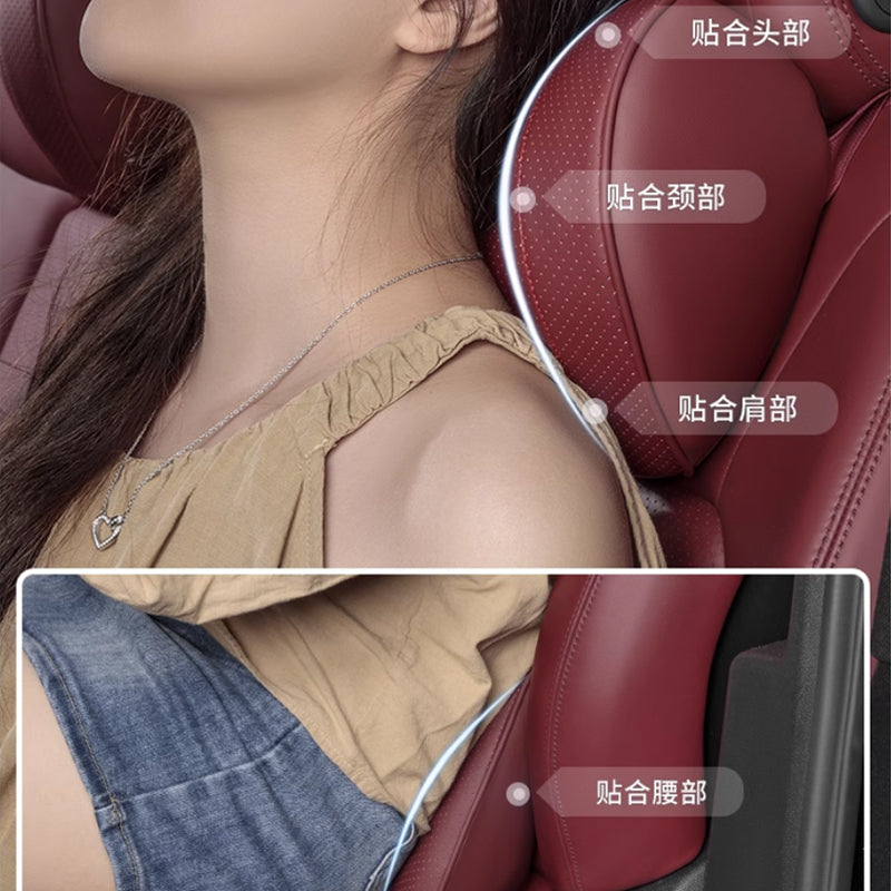 車 腰クッション 背もたれクッション 車ヘッドレスト ネックパッド 低反発 ファッション 長時間運転頚椎 腰サポート 通気性 調節可能