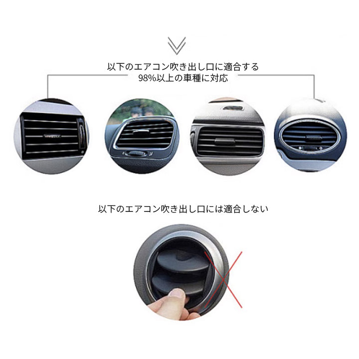 スマホホルダー 車 360°回転ベース 重力連動 自動止付け 車 スマホスタンド 車載 携帯ホルダー 片手操作 自由調節 車用 エアコン吹き出し口 取付け簡単