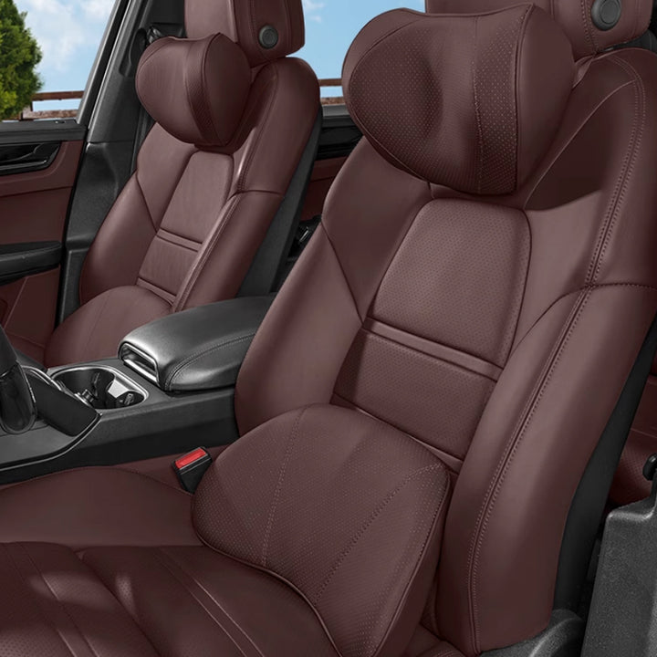 車 腰クッション 背もたれクッション 車ヘッドレスト ネックパッド 低反発 ファッション 長時間運転頚椎 腰サポート 通気性 調節可能