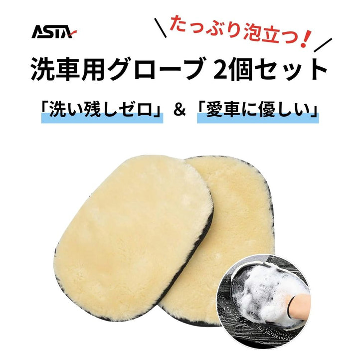 ASTA 洗車用ムートングローブ 2個セット 洗車グローブ 手袋 傷防止 洗車グッズ 洗車用品