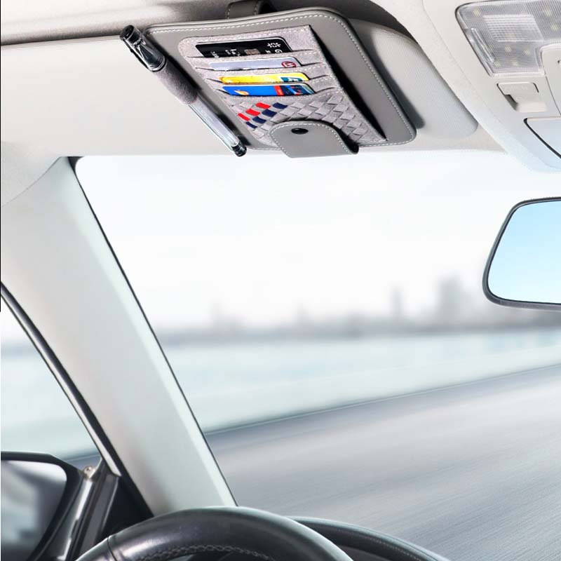 車用収納 サンバイザー収納 贅沢スエード 高級感 メガネ カードクリップ 多機能 実用 おしゃれ