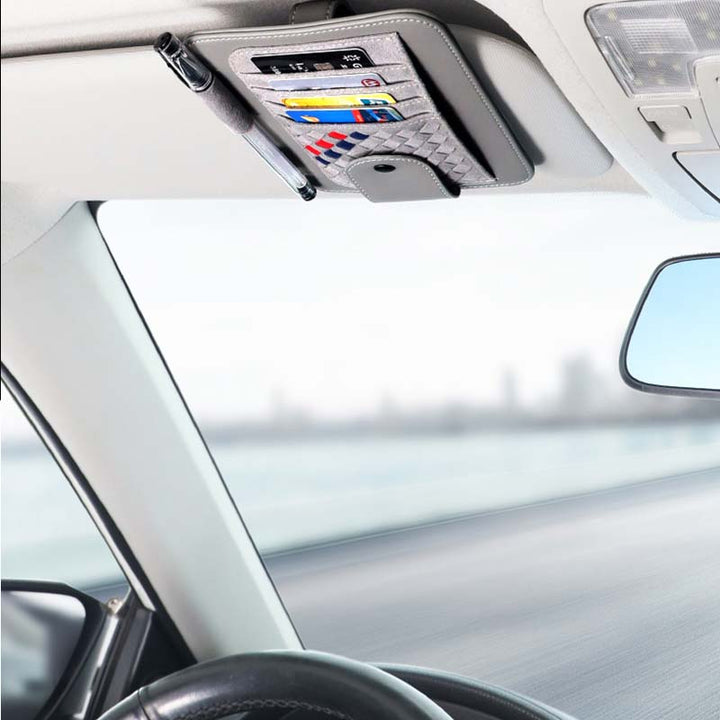 車用収納 サンバイザー収納 贅沢スエード 高級感 メガネ カードクリップ 多機能 実用 おしゃれ