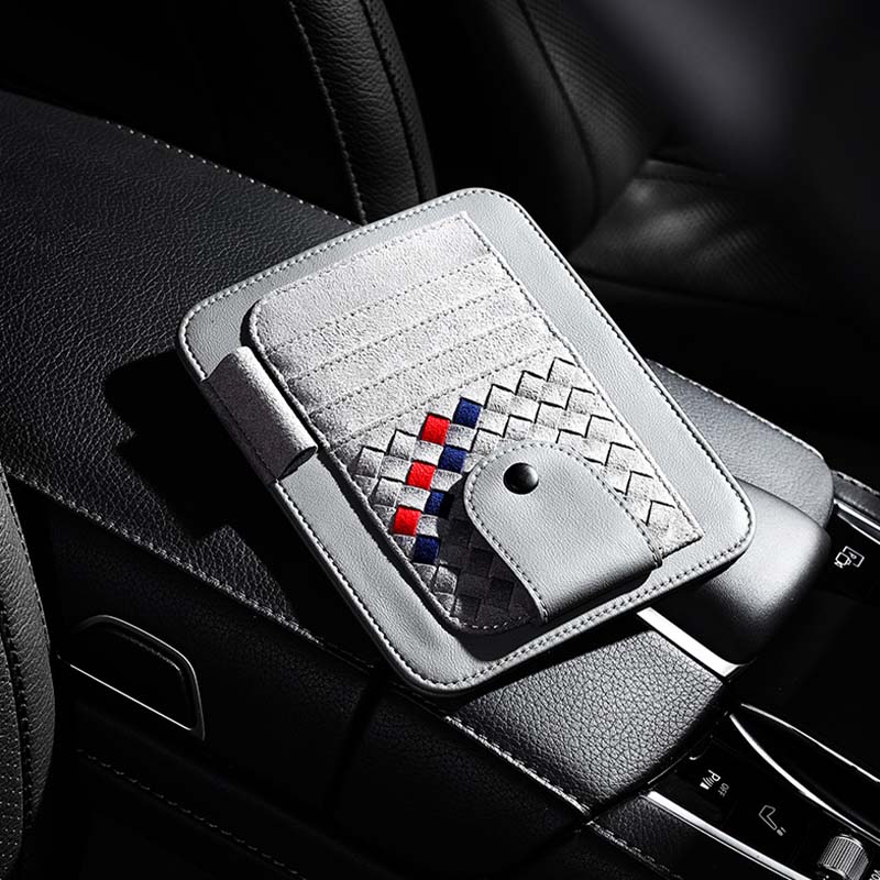 車用収納 サンバイザー収納 贅沢スエード 高級感 メガネ カードクリップ 多機能 実用 おしゃれ