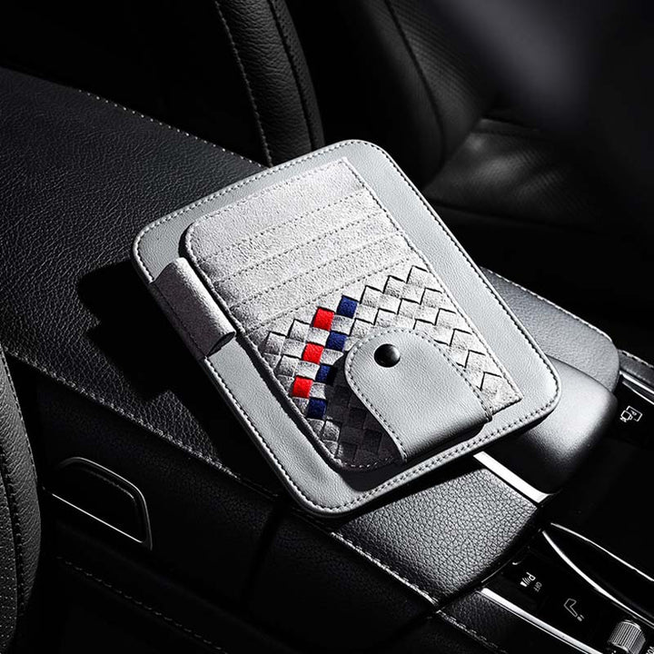 車用収納 サンバイザー収納 贅沢スエード 高級感 メガネ カードクリップ 多機能 実用 おしゃれ