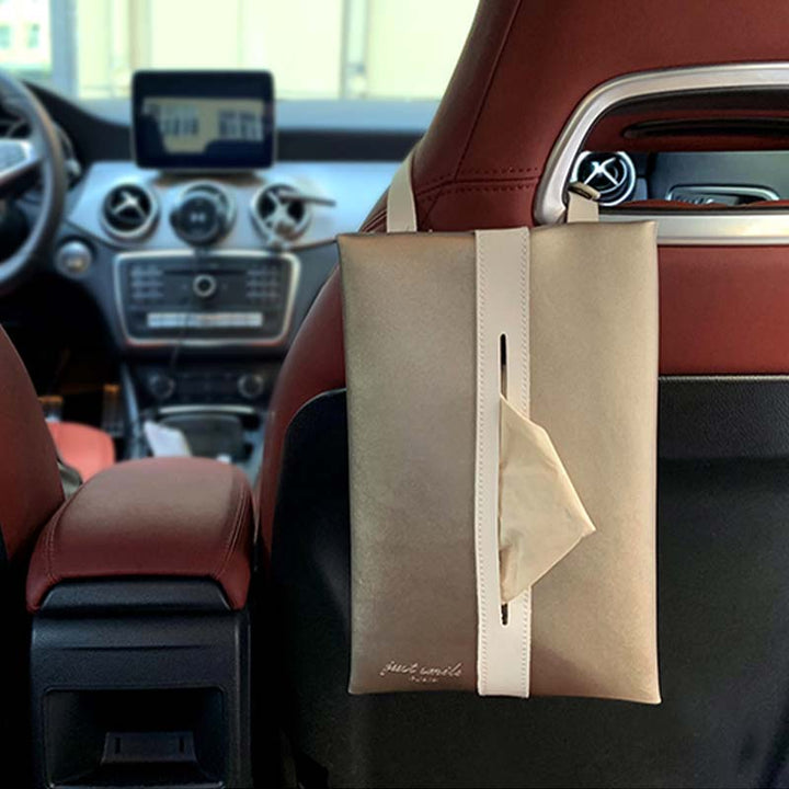 車用収納 シートバック用 ティッシュ箱 高級感デザイン おしゃれ 多色 いい触感 ソフトレザー