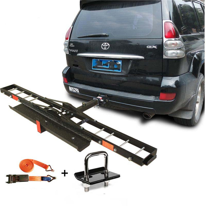 車用オートバイラック リアドア用 耐荷重強 取付簡単 安定 ヒッチ付き モーターサイクルキャリア