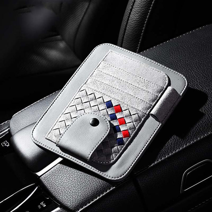 車用収納 サンバイザー収納 贅沢スエード 高級感 メガネ カードクリップ 多機能 実用 おしゃれ