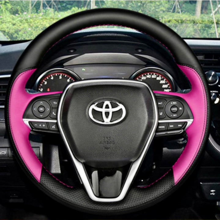 TOYOTA トヨタ 本革 編み込み式 ハンドルカバー フィット感抜群 手触れよし