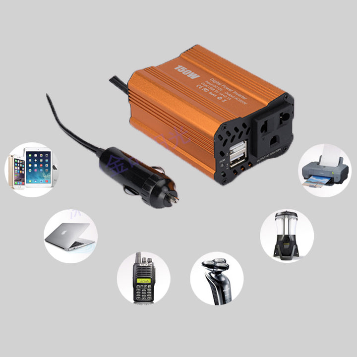 車載用インバーター 150W 12V 100V 修正正弦波 USBポート2口 コンバーター 防災用品 チャージャー