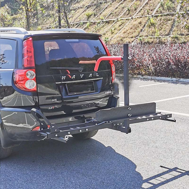 車用オートバイラック リアドア用 耐荷重強 取付簡単 安定 ヒッチ付き モーターサイクルキャリア