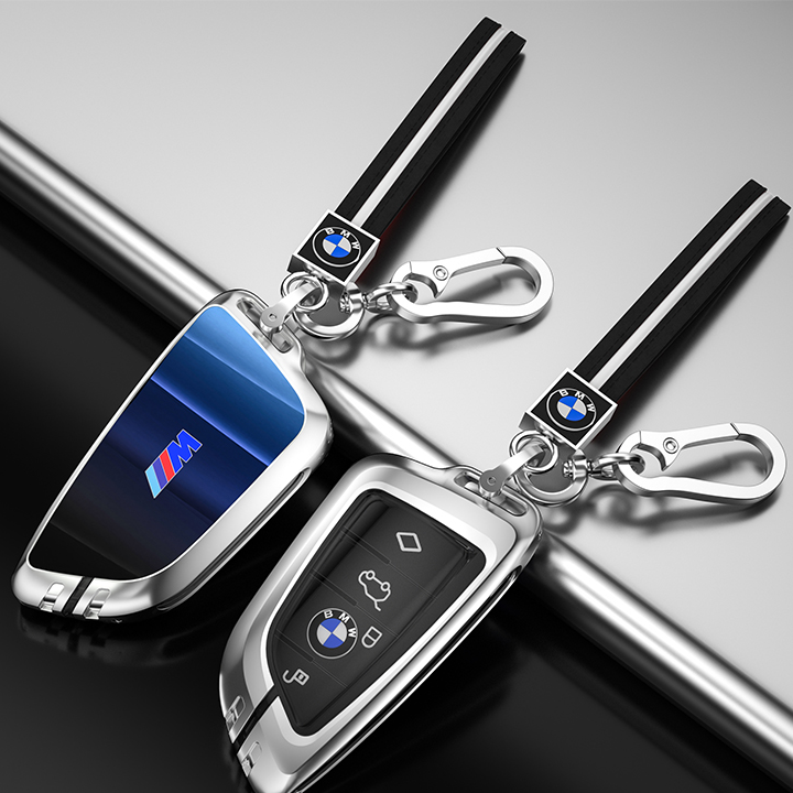 BMW車用 キーカバー キーホルダー 防塵 耐衝撃 落下防止 傷防止 防弾ガラス TPU膜 合金製 高品質素材 オシャレ 360度全面保護 取付簡単