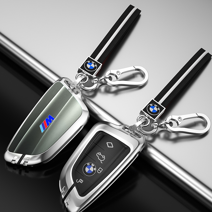 BMW車用 キーカバー キーホルダー 防塵 耐衝撃 落下防止 傷防止 防弾ガラス TPU膜 合金製 高品質素材 オシャレ 360度全面保護 取付簡単