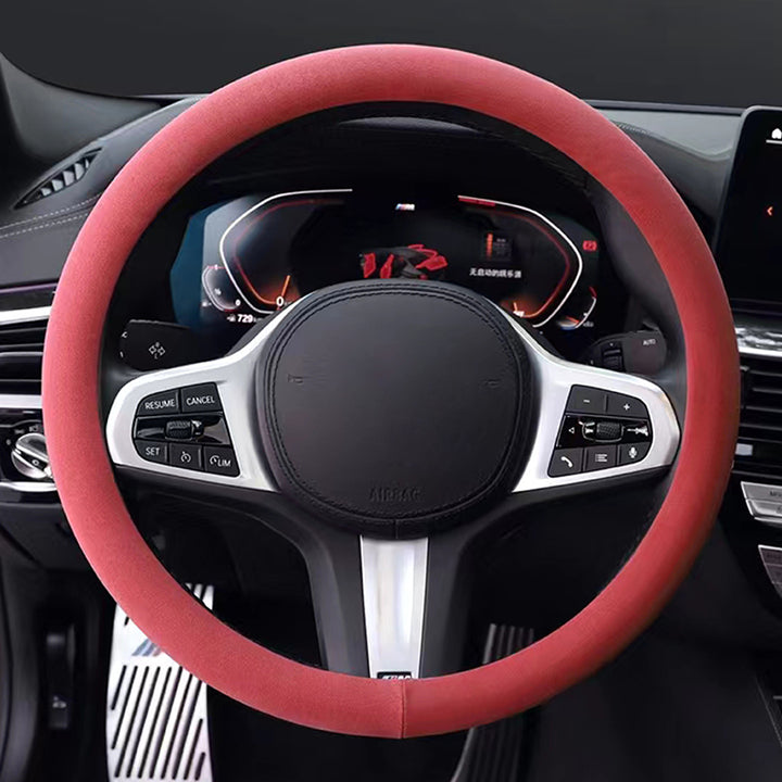 PORSCHE ポルシェ 高級品 ハンドルカバー スエード製 金属ロゴ Cayenne /Macan /Panamera 37~38CM