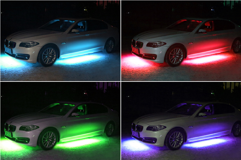 アンダーライト 車 RGB ロックライト 4個セット リモコン付き ボタンスイッチ付き 多機能 車外装飾 車のシャーシ装飾用 防水 おしゃれ