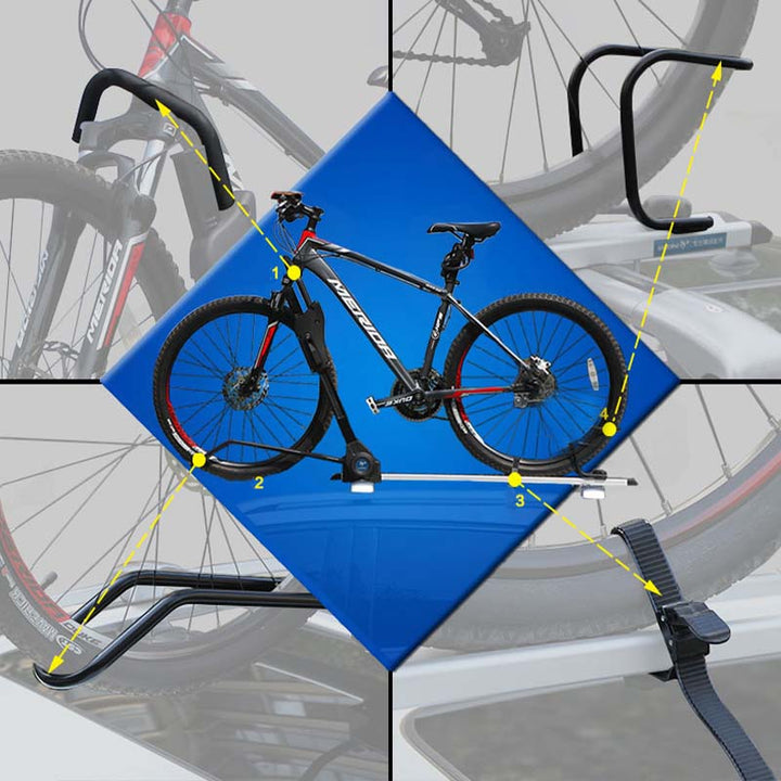 ルーフ自転車ラック 高級合金 四重固定 使いやすい ダブル盗難対策 サイクルキャリア