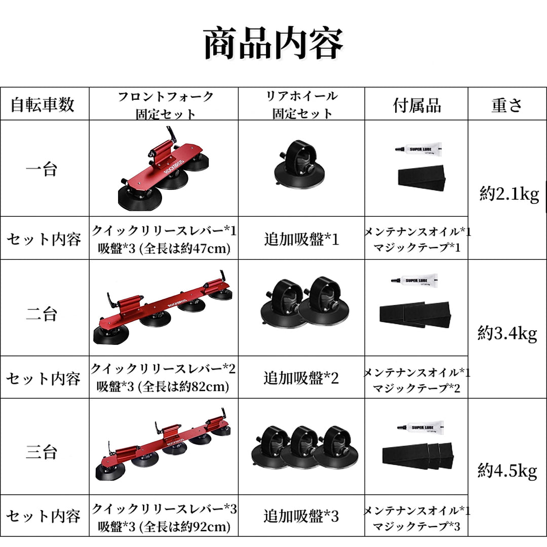 ルーフ自転車ラック 吸盤式 全車種対応 軽量 使いやすい 安定 多色 おしゃれ サイクルキャリア