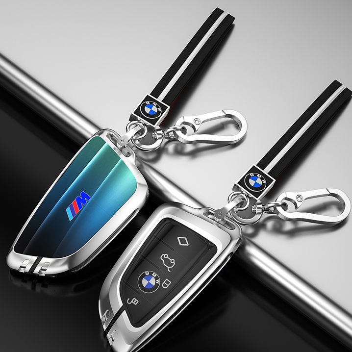 BMW車用 キーカバー キーホルダー 防塵 耐衝撃 落下防止 傷防止 防弾ガラス TPU膜 合金製 高品質素材 オシャレ 360度全面保護 取付簡単