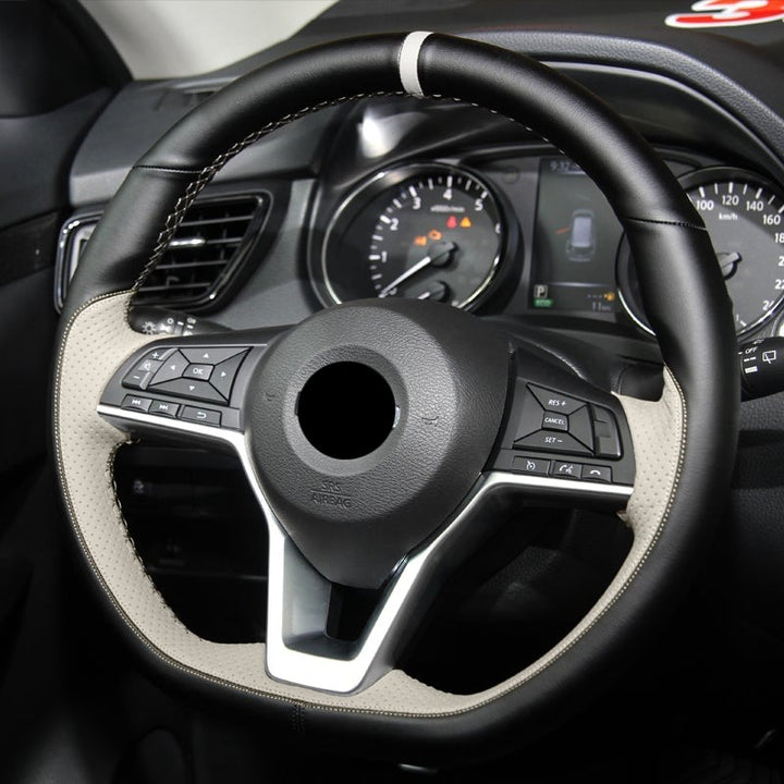 NISSAN日産 高級ハンドルカバー 本革 編み込み式 オーダーメイド スポーツ感