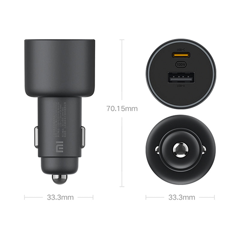 XIAOMI 36W 12V・24V カーチャージャー 急速充電 QC3.0 LEDライト コンパクト 車載充電器