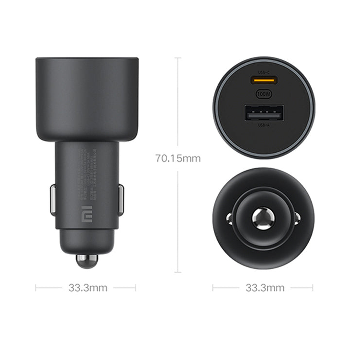 XIAOMI 36W 12V・24V カーチャージャー 急速充電 QC3.0 LEDライト コンパクト 車載充電器