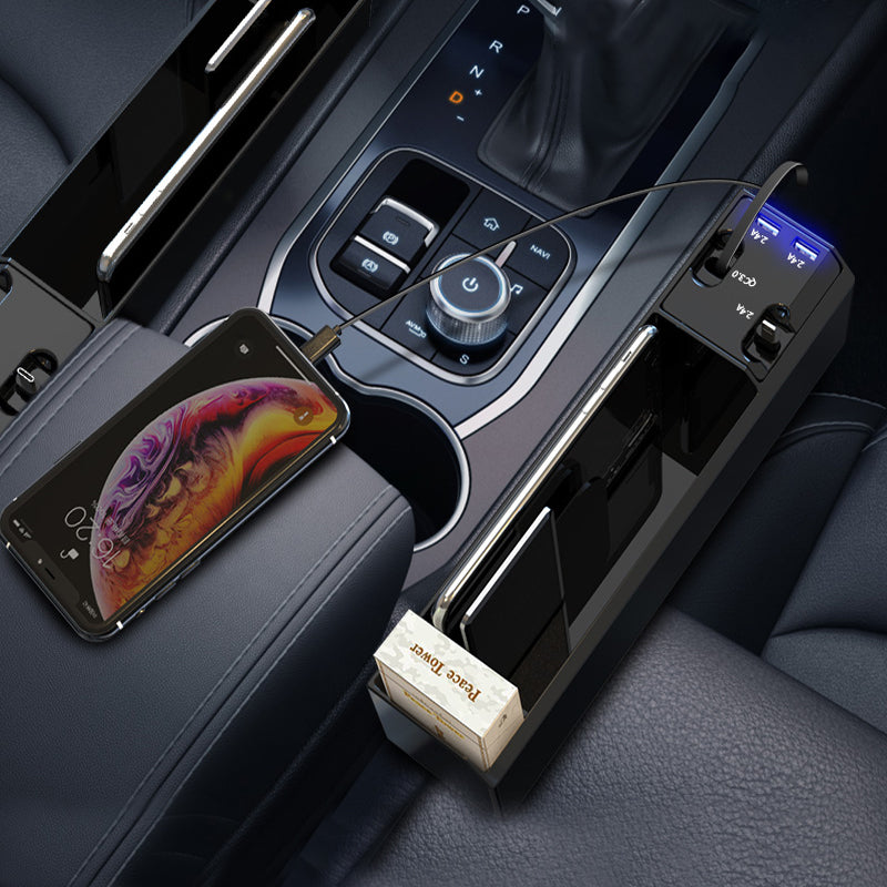 車用収納ボックス 隙間収納 スマホ充電 多機能 実用 便利 シートポケット ギャップ収納