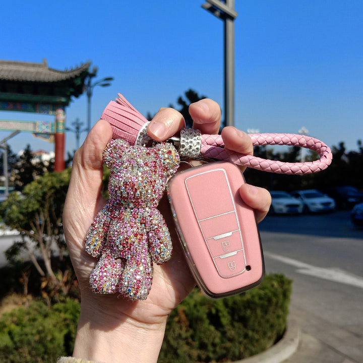 TOYOTA かわいい クマ クリスタル トヨタ キーケース 手触りいい 高級 傷防止