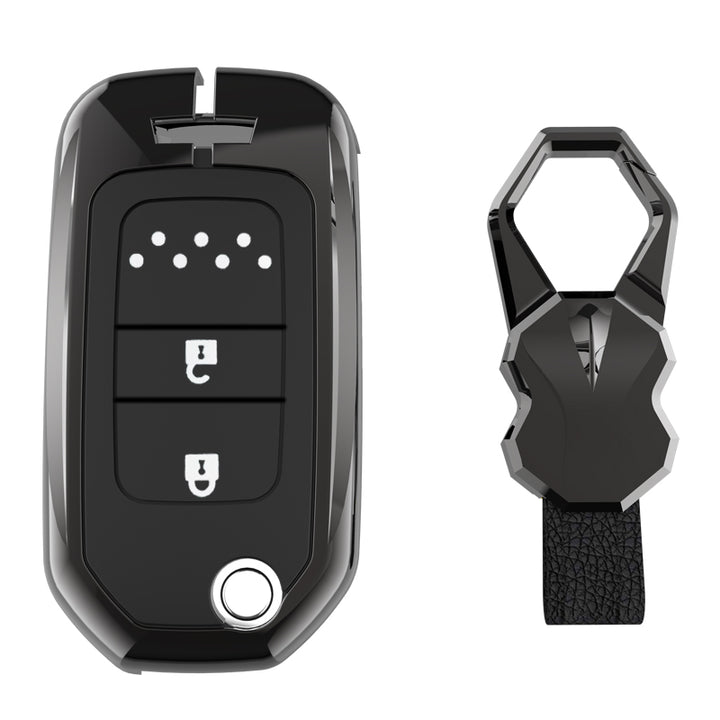 Hondaホンダ専用 キーケース ホンダキーカバー テップワゴン アコード ヴェゼル グレイス フィット ジェイドなど 落下/傷防止 高級本革/TPU/亜鉛合金