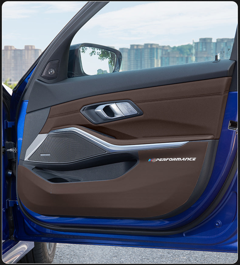 BMW New3シリーズドアキックパッドX4X3チェンジデコレーションアクセサリー325liカーインテリアレザー保護ステッカー