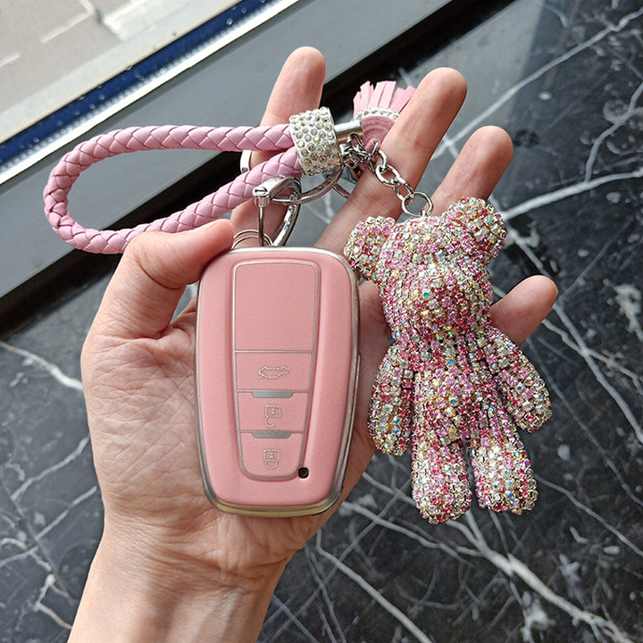 TOYOTA かわいい クマ クリスタル トヨタ キーケース 手触りいい 高級 傷防止