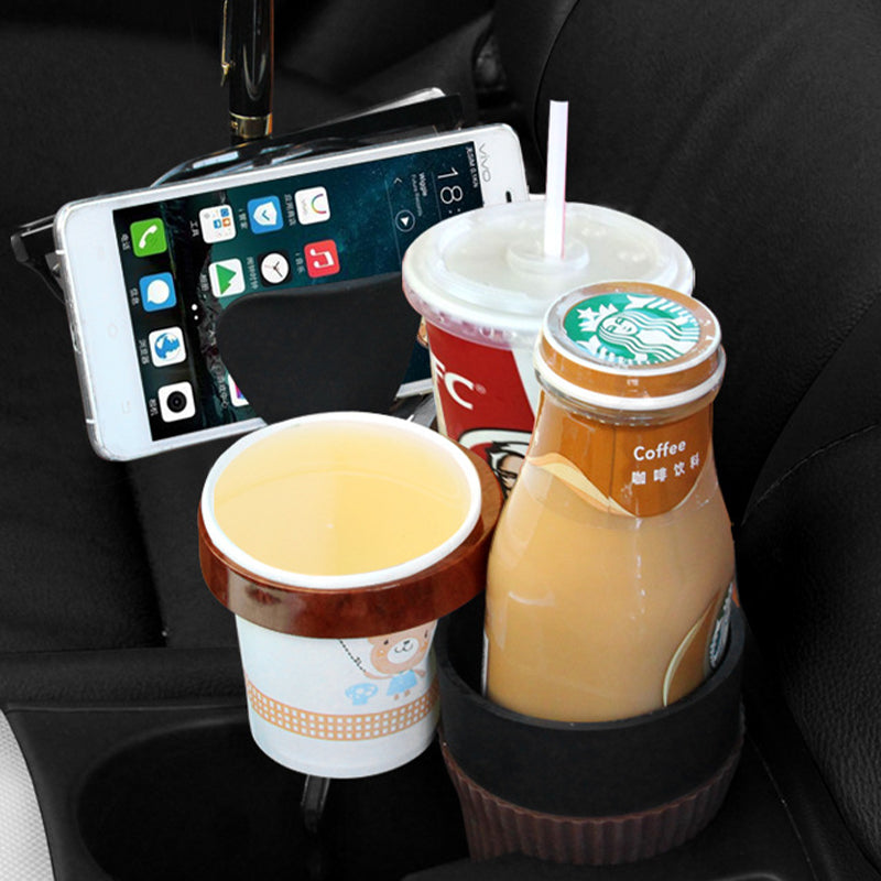 車用カップホルダー 回転式 多機能 飲み物置き場 スマホホルダー メガネラック 収納棚