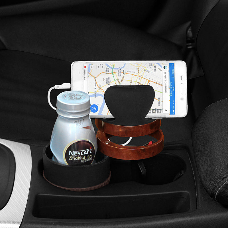 車用カップホルダー 回転式 多機能 飲み物置き場 スマホホルダー メガネラック 収納棚