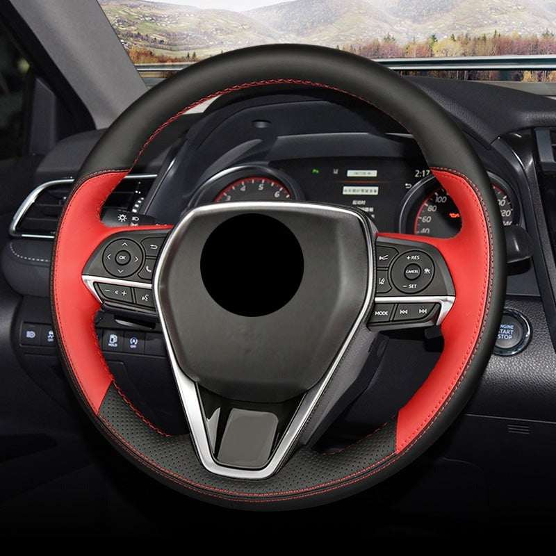 TOYOTA トヨタ 本革 編み込み式 ハンドルカバー フィット感抜群 手触れよし
