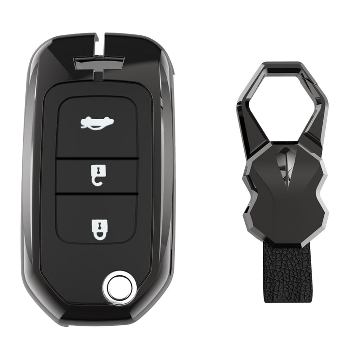 Hondaホンダ専用 キーケース ホンダキーカバー テップワゴン アコード ヴェゼル グレイス フィット ジェイドなど 落下/傷防止 高級本革/TPU/亜鉛合金