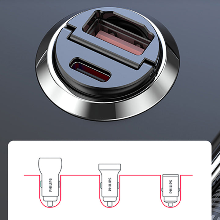 フィリップス USBカーチャージャー 30W 急速充電 超小型設計 おしゃれ シガーソケット
