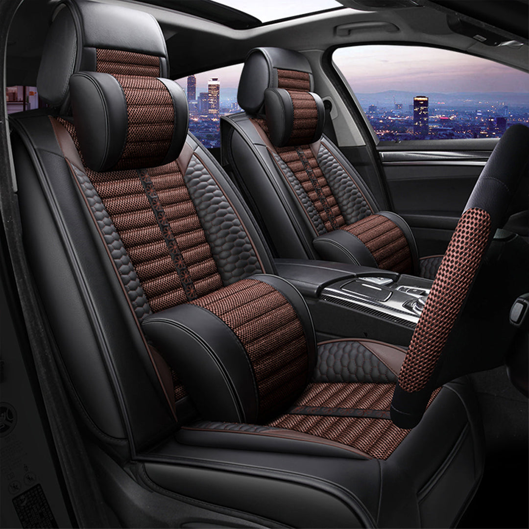 リネン製 汎用シートカバー フィット感抜群 4色 通気防水 耐摩耗性 軽/普自動車 SUV