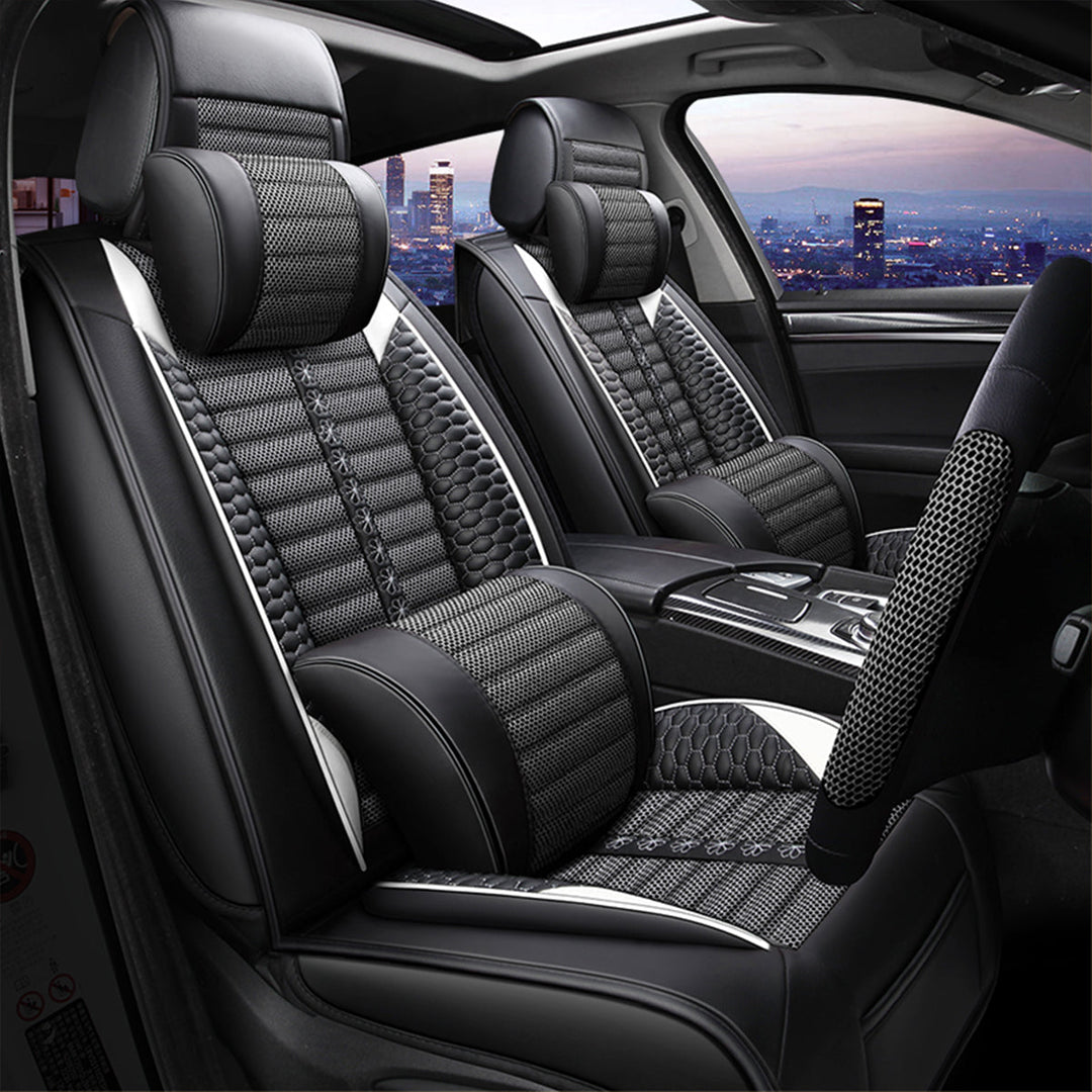 リネン製 汎用シートカバー フィット感抜群 4色 通気防水 耐摩耗性 軽/普自動車 SUV