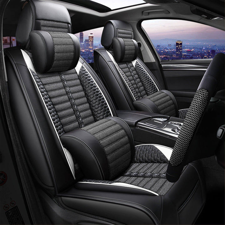 リネン製 汎用シートカバー フィット感抜群 4色 通気防水 耐摩耗性 軽/普自動車 SUV