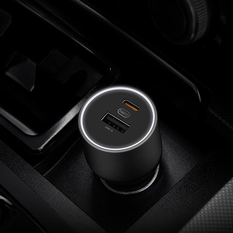 XIAOMI 36W 12V・24V カーチャージャー 急速充電 QC3.0 LEDライト コンパクト 車載充電器